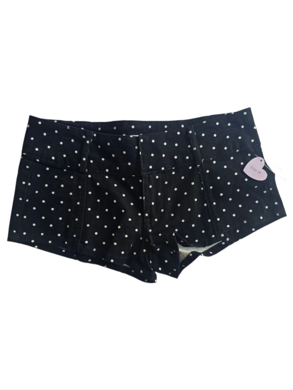 Polka Dot Black White Waistband With Belt Loops Low Rise shorts Women Size M
